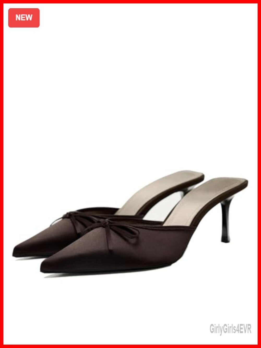 Kitten Heel Bow Mules Slip On Backless Low Heel Pumps Synthetic